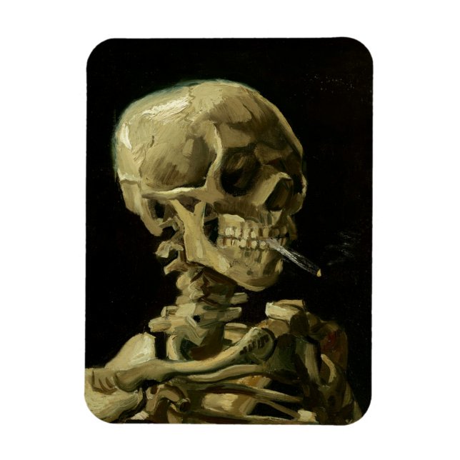 Imán Van Gogh | Calavera con cigarrillo en llamas | 188 (Vertical)