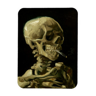 Imán Van Gogh Calavera con cigarrillo en llamas 1886