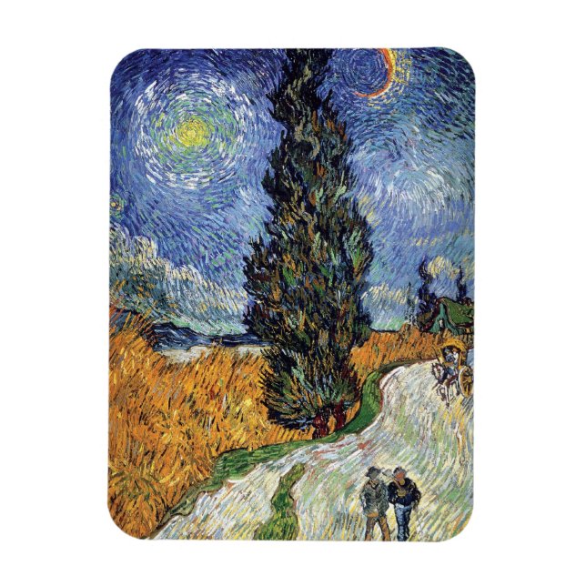 Imán Van Gogh - Camino con cipreses (Vertical)