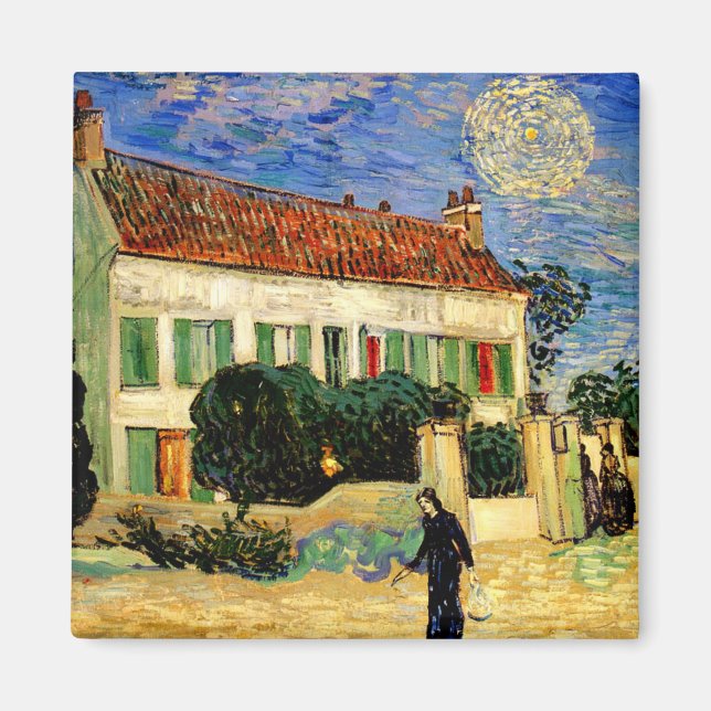 Imán Van Gogh - Casa Blanca de noche, (Frente)