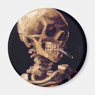 Imán van gogh - cráneo con un cigarrillo en llamas