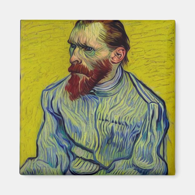 Imán Van Gogh en camisa de fuerza abierta - Amarillo (Frente)