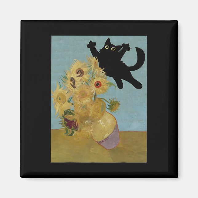 Imán Van Gogh Flowers Cat Sunflowers (Frente)