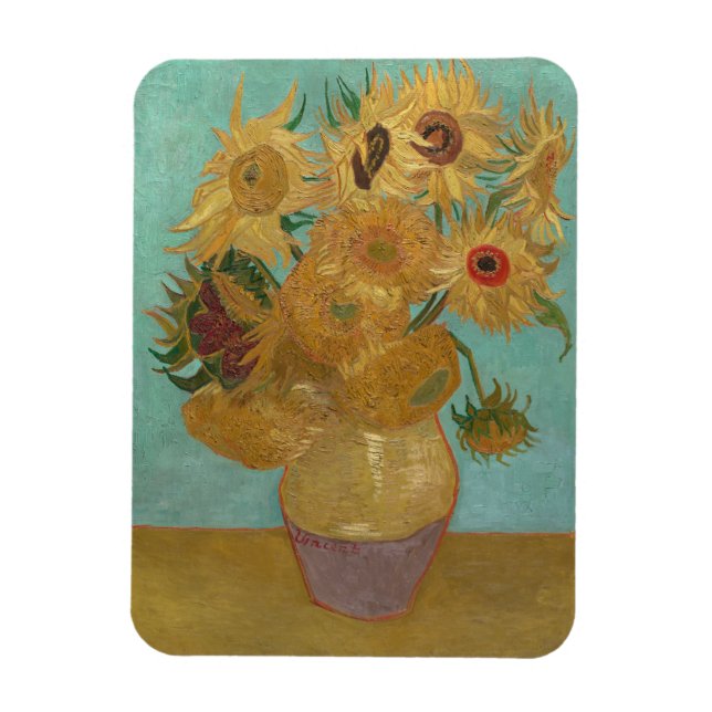 Imán Van Gogh - girasoles, tercera versión, repetición (Vertical)