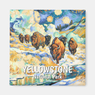 Imán Van Gogh Invierno Fauna Silvestre de Yellowstone B