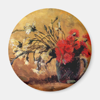 Imán Van Gogh - Jarrón con claveles rojos y blancos