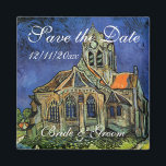 Imán van Gogh, La Iglesia de Auvers, Salven la fecha<br><div class="desc">Guarde el imán de personalizable de fecha. La Iglesia de Auvers (1890) de Vincent van Gogh es una pintura religiosa de arte fino, de época post impresionismo, que presenta a una mujer caminando por un camino hacia la capilla del pueblo con hermosas vidrieras. Una escena de la arquitectura de la...</div>