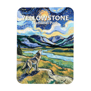 Imán Van Gogh Parque Nacional Yellowstone Lobo Aullando