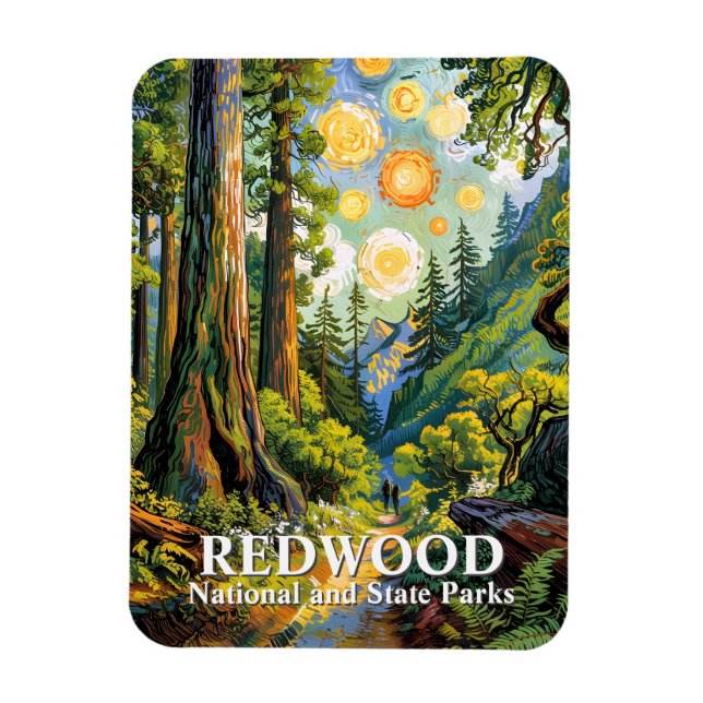 Imán Van Gogh Redwood National Park Hiking Trail Modern (Vertical)