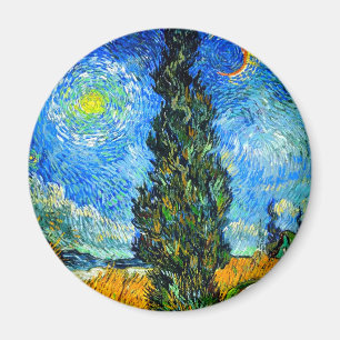 Imán Van Gogh Road con Cypress y Star