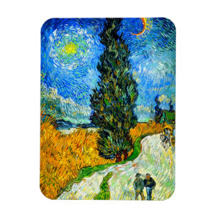 Imán Van Gogh Road con Cypress y Star