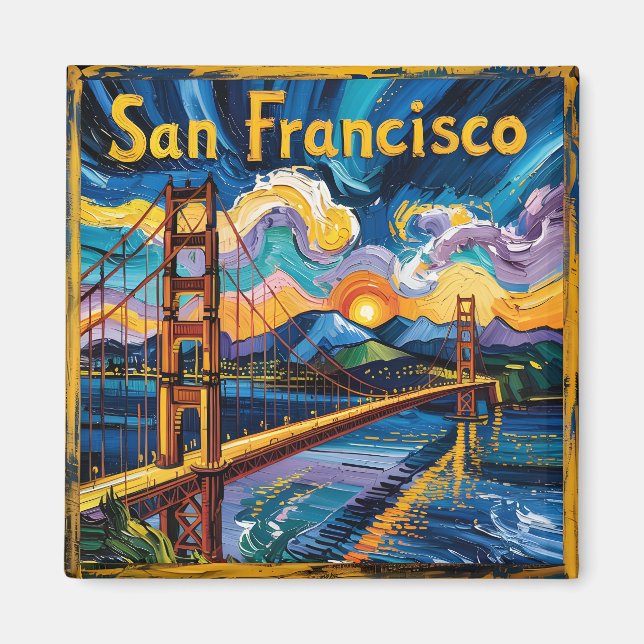 Imán Van Gogh San Francisco Golden Gate Bridge Travel (Frente)