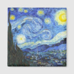 Imán VAN GOGH Starry Night<br><div class="desc">"van gogh vincent",  noche estrellada,  "cuadro famoso",  vintage,  estrellas,  cielo,  "arte fino",  azul</div>