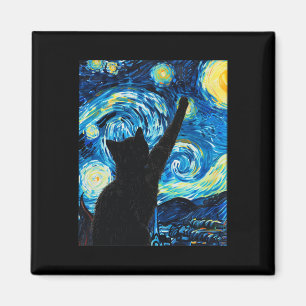 Imán Van Gogh Starry Night Cat Lover Kitten