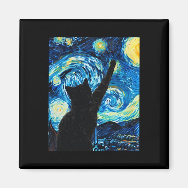 Imán Van Gogh Starry Night Cat Lover Kitten (Frente)