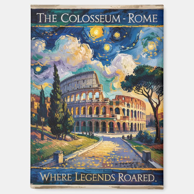 Imán Van Gogh Starry Night Roma Colosseum Travel (Anverso)