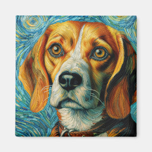 Imán Van Gogh Style Beagle Art