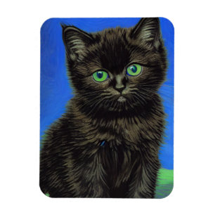 Imán Van Gogh Style Black Kitten