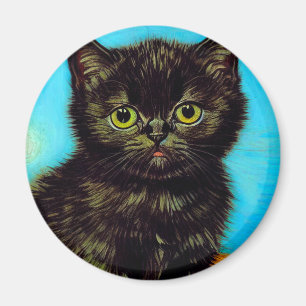 Imán Van Gogh Style Pouting Kitten