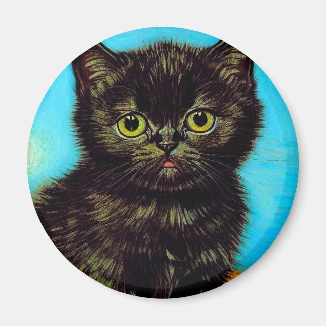Imán Van Gogh Style Pouting Kitten (Frente)