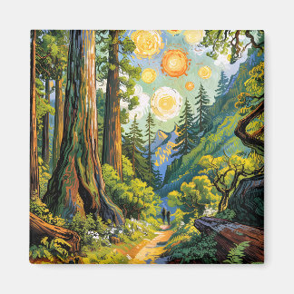 Imán Van Gogh Style Redwood National Park Hiking Trail 