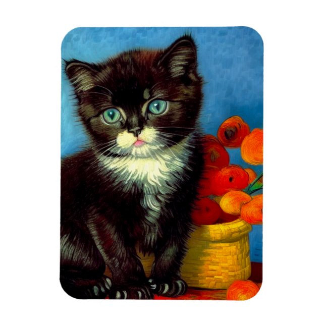 Imán Van Gogh Tuxedo Cat (Vertical)