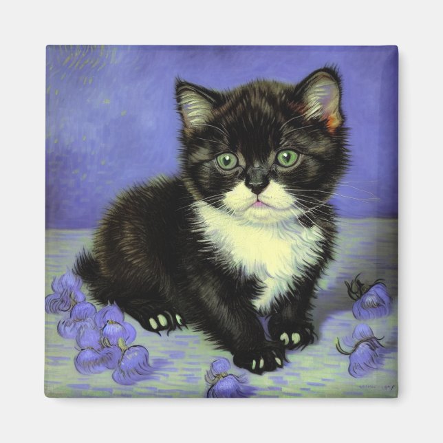 Imán Van Gogh Tuxedo Kitten (Frente)