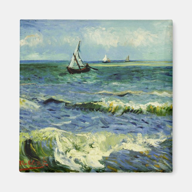 Imán Van Gogh - Un barco pesquero en el mar (Frente)