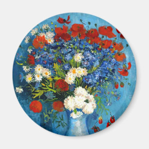 Imán Van Gogh Vase con Cornflowers y Poppies