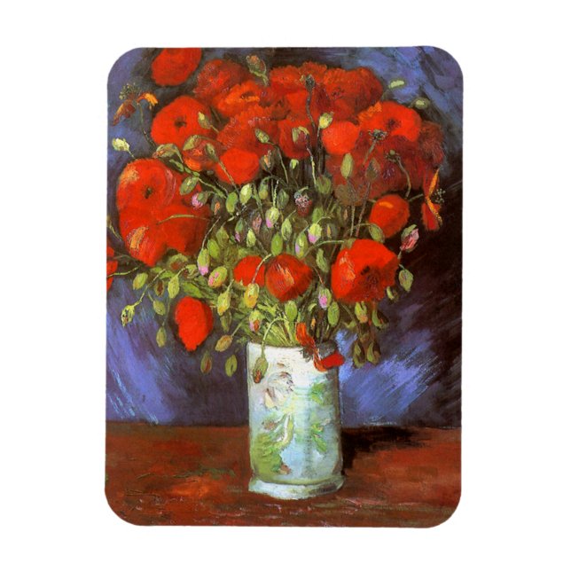 Imán Van Gogh: Vase con los pipetas rojos (Vertical)