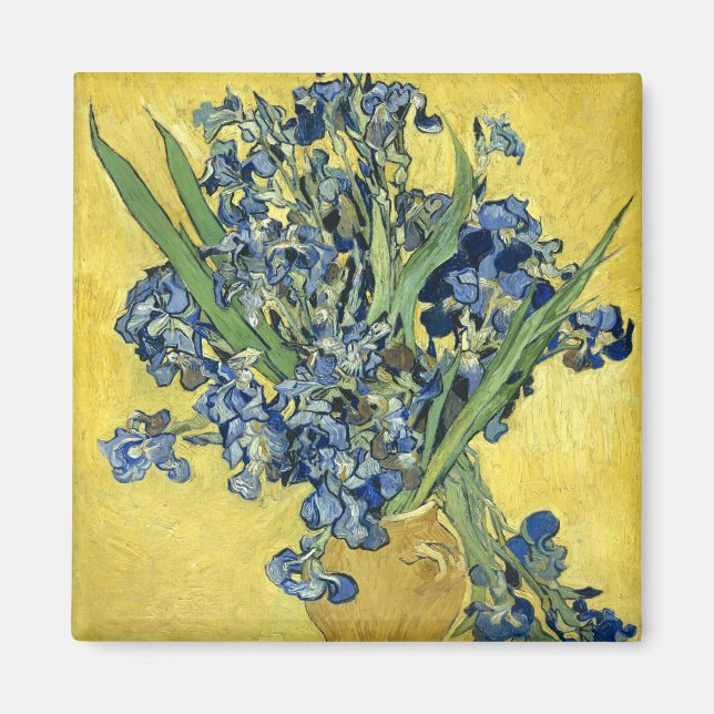 Imán Van Gogh Vase de Vida Fija, Irises (F678) Bella Ar (Frente)