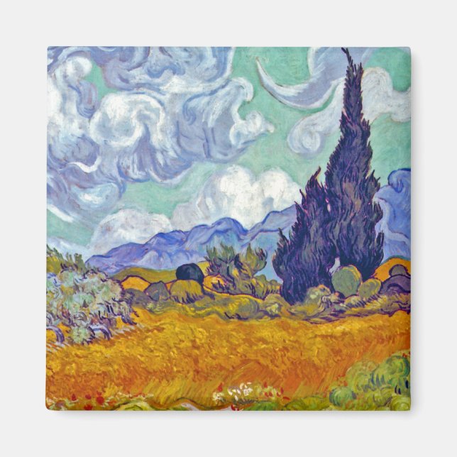 Imán Van Gogh - Wheatfield Con Cypreses (Frente)