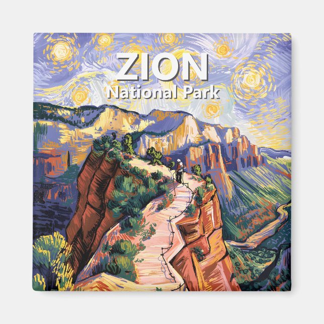 Imán Van Gogh Zion Angels Landing Hiking Trail Custom (Frente)