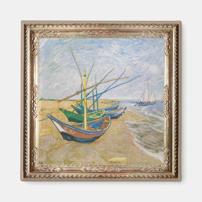 Imán Van Gough Pescador Barcos Masterpiece Magnet (Frente)