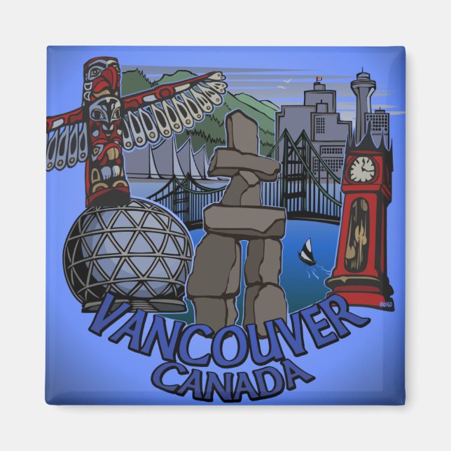 Imán Vancouver Magnet BC Souvenir regalos de arte emble (Frente)