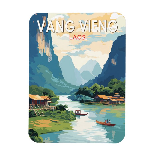 Imán Vang Vieng Laos Viaje de arte (Vertical)