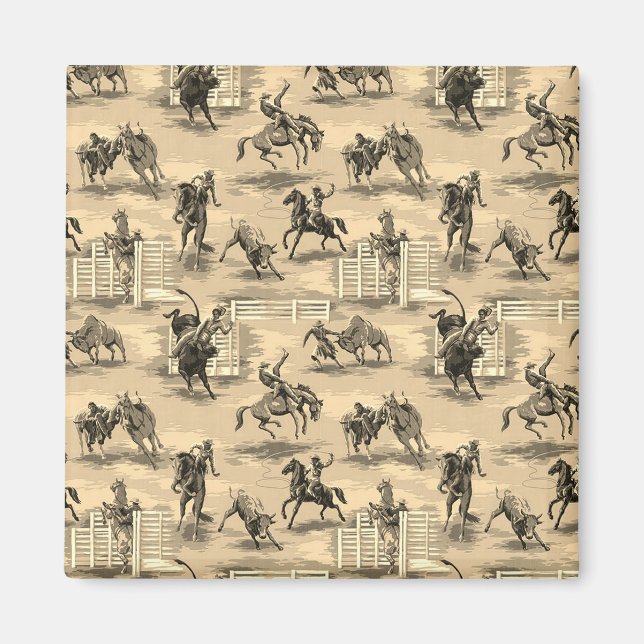 Imán Vaquero de Rodeo Western Retro Vintage (Frente)