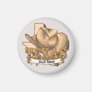 Imán Vaquero de Texas nombre personalizado