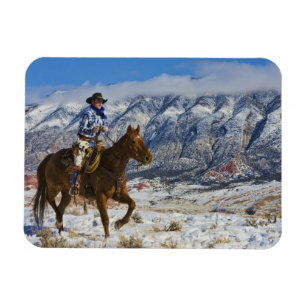 Imán Vaquero en caballo con gritos de cuero