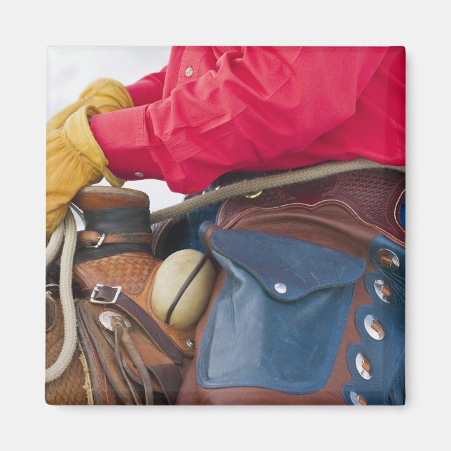 Imán Vaquero en caballo con gritos de cuero (Frente)