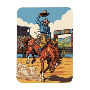 Imán Vaquero en Rodeo en Cheyenne Wyoming Travel