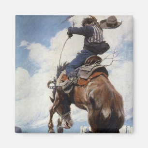 Imán Vaqueros occidentales vintage, Bucking de NC Wyeth