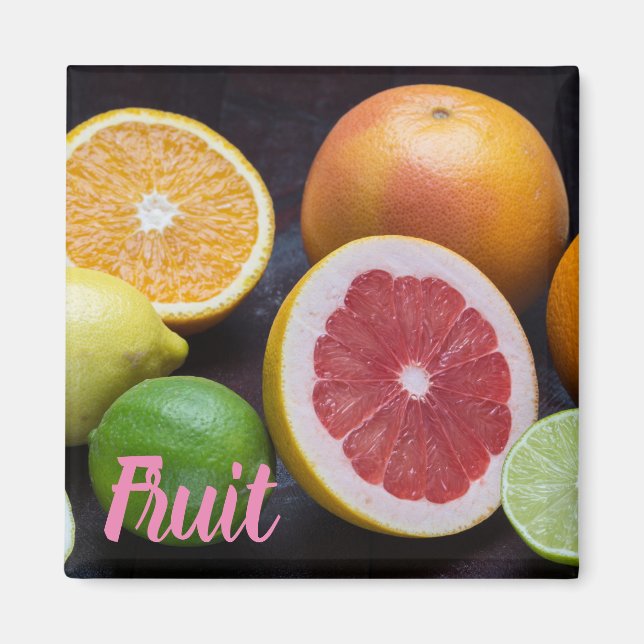 Imán Variación de naranja cítrico, cal, mandarina, (Frente)