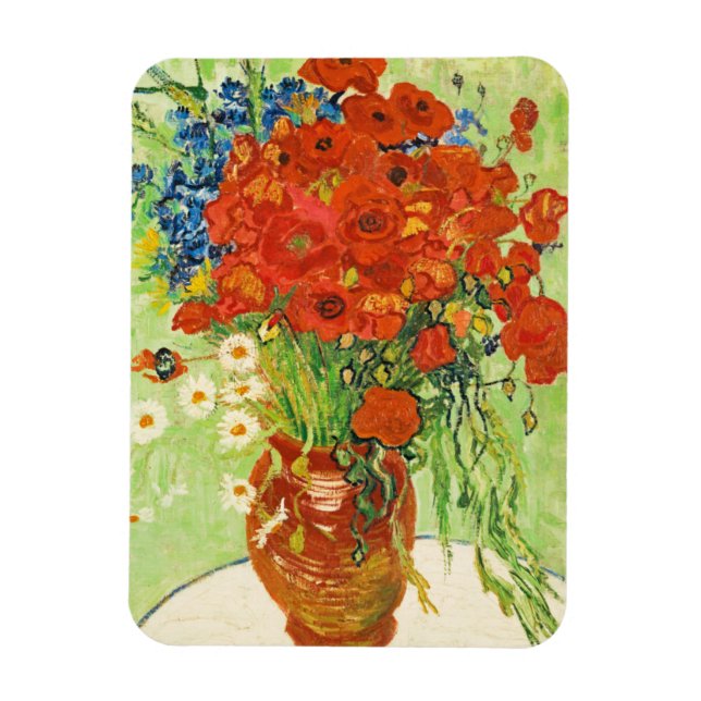 Imán Vase con Cornflowers y Poppies, Van Gogh (Vertical)