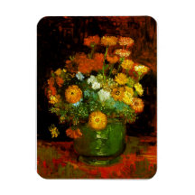 Vase con el Bella Artes Zinnias Van Gogh