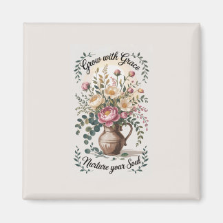 Imán Vase con Florals Crecer con Grace Quote
