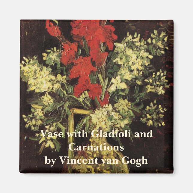 Imán Vase con Gladioli, Carnations de Vincent van Gogh (Frente)