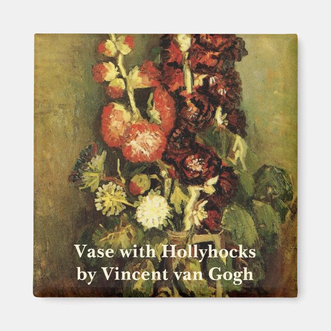 Imán Vase con Hollyhocks por Vincent van Gogh (Frente)