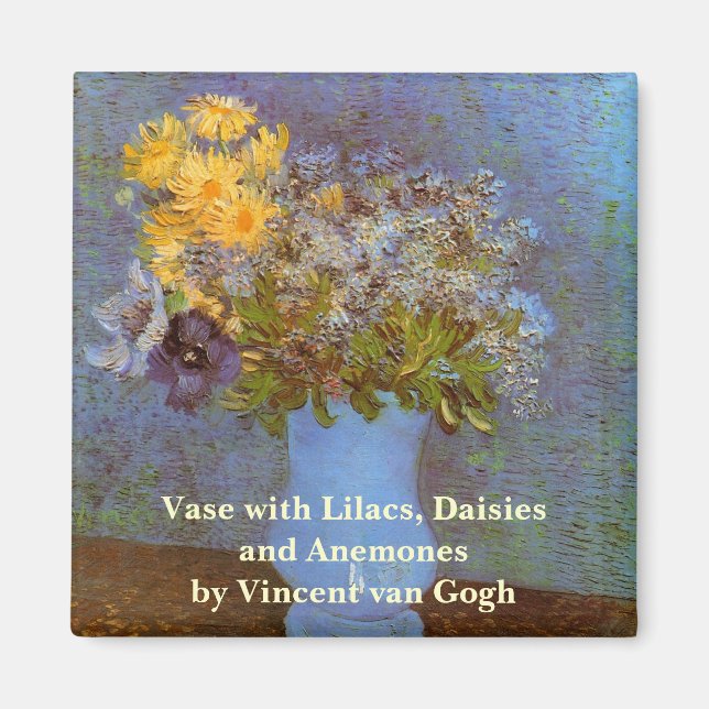 Imán Vase con Lilacs y Daisies por Vincent van Gogh (Frente)