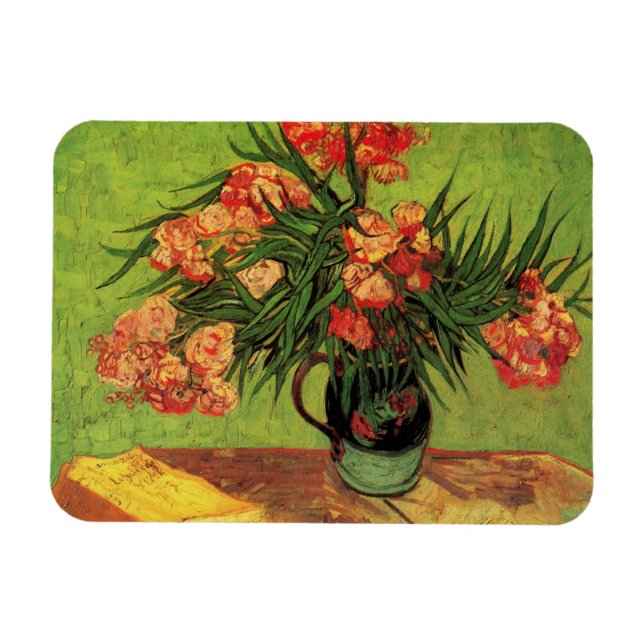 Imán Vase con Oleanders y Libros de Vincent van Gogh (Horizontal)